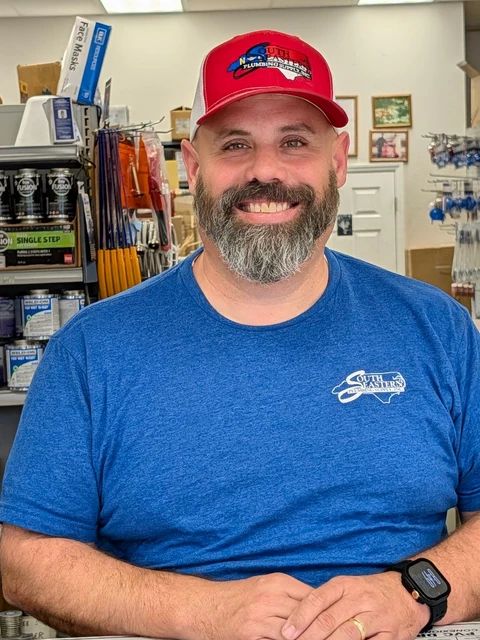 Travis at the sales counter